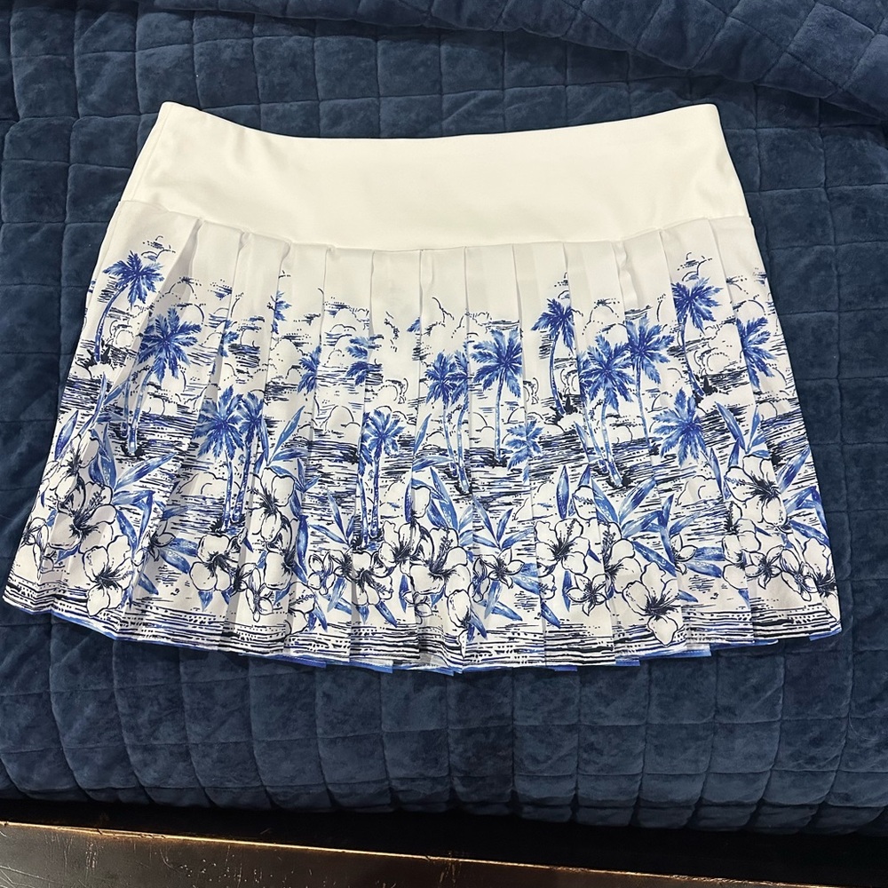 Tommy Bahama Blue and White Tropical Mini Skirt
